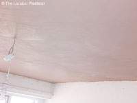 Polished plastered artex ceiling