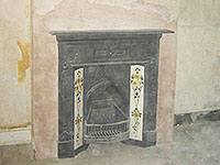 Float & Set plastering services - Wall was floated around a newly installed fireplace prior to skimming - Earlsfield London SW18